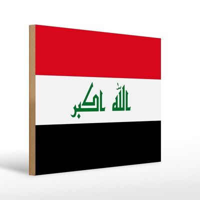 Cartello in legno bandiera Iraq 40x30 cm Cartello decorativo Bandiera dell'Iraq