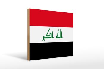 Panneau en bois drapeau Irak 40x30cm Drapeau de l'Irak panneau décoratif 1