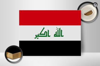 Panneau en bois drapeau Irak 40x30cm Drapeau de l'Irak panneau décoratif 2