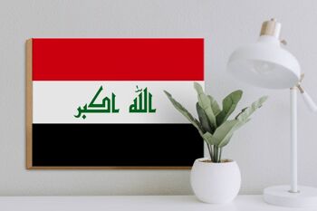 Panneau en bois drapeau Irak 40x30cm Drapeau de l'Irak panneau décoratif 3