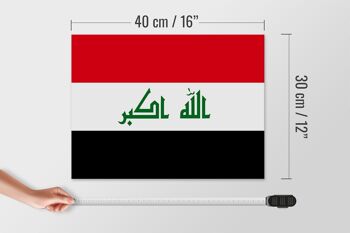 Panneau en bois drapeau Irak 40x30cm Drapeau de l'Irak panneau décoratif 4