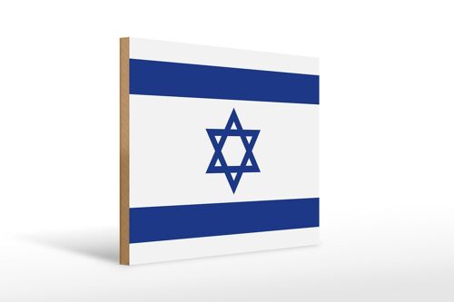 Holzschild Flagge Israels 40x30cm Flag of Israel Holz Deko Schild