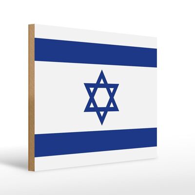 Holzschild Flagge Israels 40x30cm Flag of Israel Holz Deko Schild