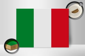 Panneau en bois drapeau de l'Italie 40x30cm Drapeau de l'Italie panneau décoratif en bois 2