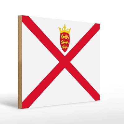 Panneau en bois drapeau de Jersey 40x30cm Panneau drapeau de Jersey