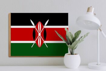 Panneau en bois drapeau du Kenya 40x30cm Drapeau du Kenya panneau décoratif en bois 3