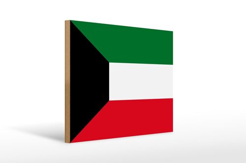 Holzschild Flagge Kuwaits 40x30cm Flag of Kuwait Schild