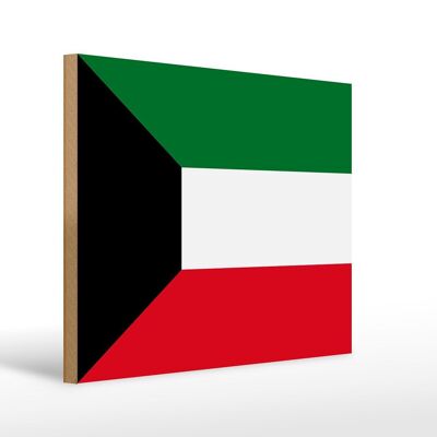 Panneau en bois drapeau du Koweït 40x30cm Panneau drapeau du Koweït