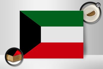 Panneau en bois drapeau du Koweït 40x30cm Panneau drapeau du Koweït 2