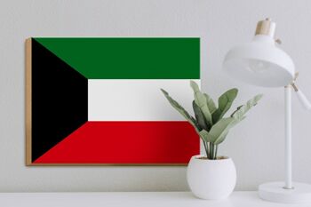 Panneau en bois drapeau du Koweït 40x30cm Panneau drapeau du Koweït 3