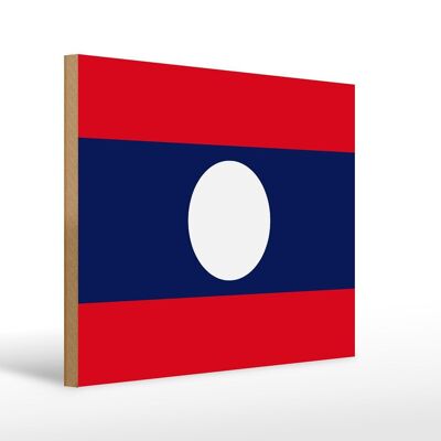 Letrero de madera bandera Laos 40x30cm Bandera de Laos cartel decorativo