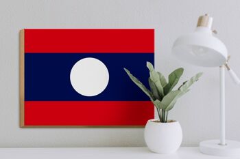 Panneau en bois drapeau Laos 40x30cm Drapeau du Laos panneau décoratif 3