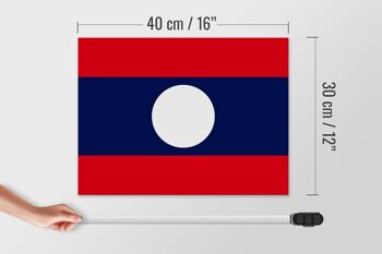 Panneau en bois drapeau Laos 40x30cm Drapeau du Laos panneau décoratif 4