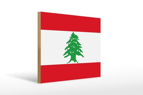 Holzschild Flagge Libanon 40x30cm Flag of Lebanon Holz Deko Schild