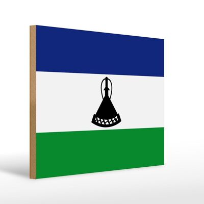 Holzschild Flagge Lesothos 40x30cm Flag of Lesotho Holz Deko Schild
