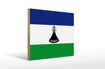 Panneau en bois drapeau du Lesotho 40x30cm Drapeau du Lesotho panneau décoratif en bois 1