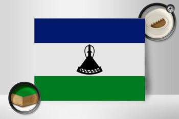 Panneau en bois drapeau du Lesotho 40x30cm Drapeau du Lesotho panneau décoratif en bois 2