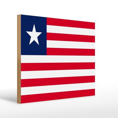 Holzschild Flagge Liberias 40x30cm Flag of Liberia Holz Deko Schild