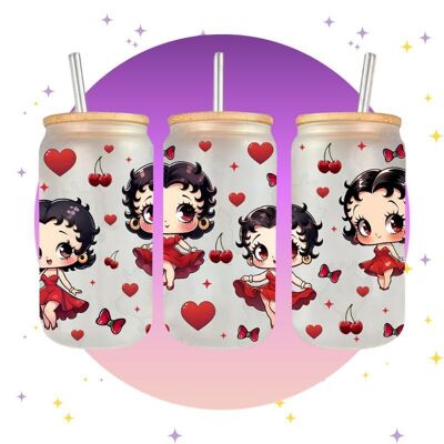 Betty Boop Heart&Cerise - Glass with bamboo lid
