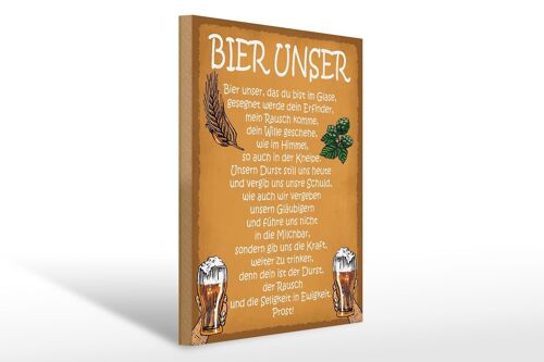 Holzschild Spruch 30x40cm Bier unser in Ewigkeit Prost Deko Schild
