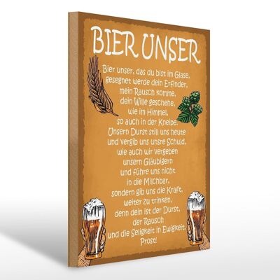 Holzschild Spruch 30x40cm Bier unser in Ewigkeit Prost Deko Schild