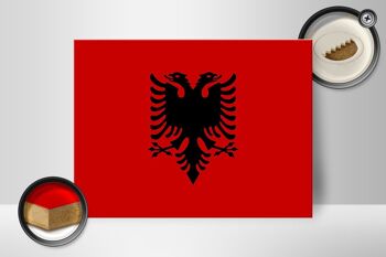 Panneau en bois drapeau de l'Albanie 40x30cm Drapeau de l'Albanie panneau décoratif 2