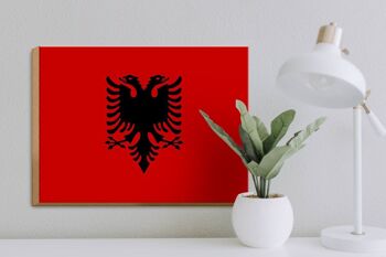 Panneau en bois drapeau de l'Albanie 40x30cm Drapeau de l'Albanie panneau décoratif 3