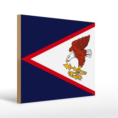 Letrero de madera bandera 40x30cm Bandera de Samoa Americana letrero decorativo de madera