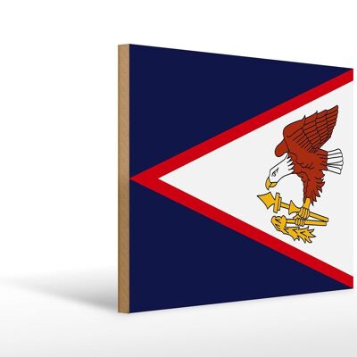 Holzschild Flagge 40x30cm Flag of American Samoa Holz Deko Schild