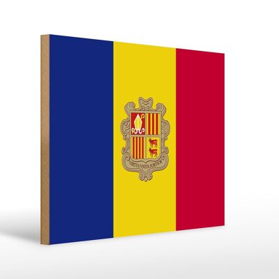 Letrero de madera Bandera de Andorra 40x30cm Bandera de Andora Letrero decorativo de madera