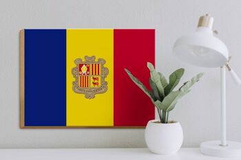 Panneau en bois drapeau d'Andorre 40x30cm Drapeau d'Andorre panneau décoratif en bois 3