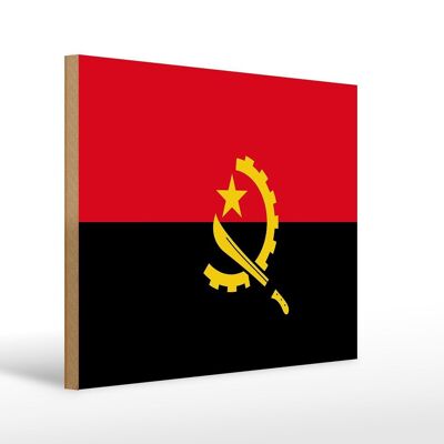 Holzschild Flagge Angolas 40x30cm Flag of Angola Holz Deko Schild