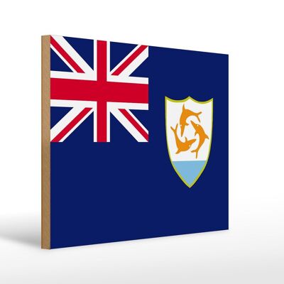 Holzschild Flagge Anguillas 40x30cm Flag of Anguilla Deko Schild