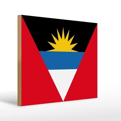 Holzschild Flagge Antigua und Barbuda 40x30cm Flag Holz Deko Schild