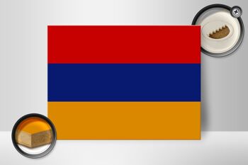 Panneau en bois drapeau Arménie 40x30cm Drapeau de l'Arménie panneau décoratif en bois 2