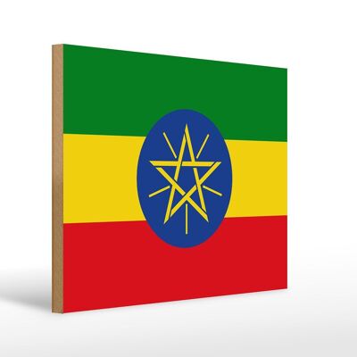 Cartello in legno bandiera dell'Etiopia 40x30 cm Insegna decorativa bandiera dell'Etiopia