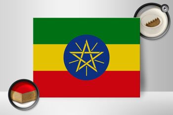 Panneau en bois drapeau de l'Éthiopie 40x30cm Drapeau de l'Éthiopie panneau décoratif 2