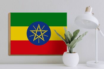 Panneau en bois drapeau de l'Éthiopie 40x30cm Drapeau de l'Éthiopie panneau décoratif 3