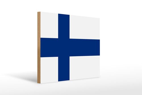 Holzschild Flagge Finnlands 40x30cm Flag of Finland Deko Schild