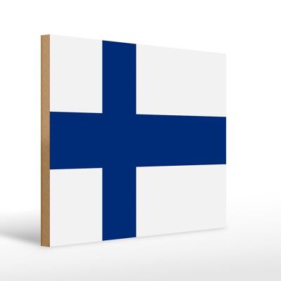 Holzschild Flagge Finnlands 40x30cm Flag of Finland Deko Schild