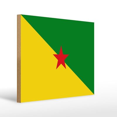 Cartello in legno bandiera francese?Cartello francese con bandiera Guyana 40x30 cm