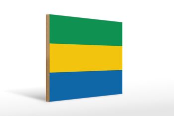 Panneau en bois drapeau du Gabon 40x30cm Panneau décoratif drapeau du Gabon 1