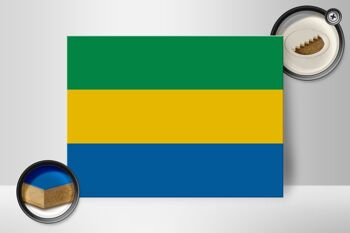 Panneau en bois drapeau du Gabon 40x30cm Panneau décoratif drapeau du Gabon 2