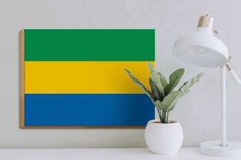 Panneau en bois drapeau du Gabon 40x30cm Panneau décoratif drapeau du Gabon 3