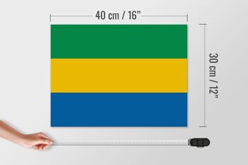 Panneau en bois drapeau du Gabon 40x30cm Panneau décoratif drapeau du Gabon 4