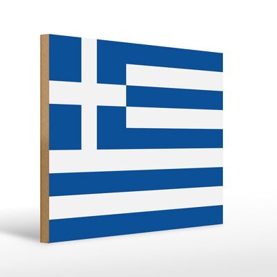 Cartello in legno bandiera della Grecia 40x30 cm Cartello decorativo Bandiera della Grecia