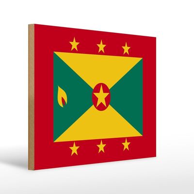 Cartello in legno bandiera di Grenada 40x30 cm Insegna decorativa bandiera di Grenada