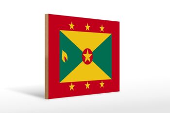 Panneau en bois drapeau de la Grenade 40x30cm Drapeau de la Grenade panneau décoratif 1