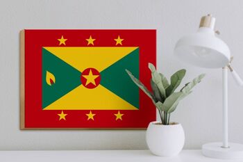 Panneau en bois drapeau de la Grenade 40x30cm Drapeau de la Grenade panneau décoratif 3