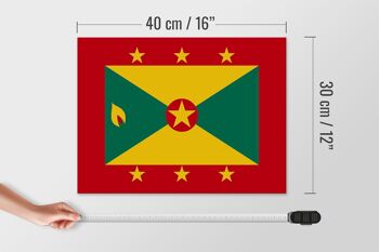 Panneau en bois drapeau de la Grenade 40x30cm Drapeau de la Grenade panneau décoratif 4